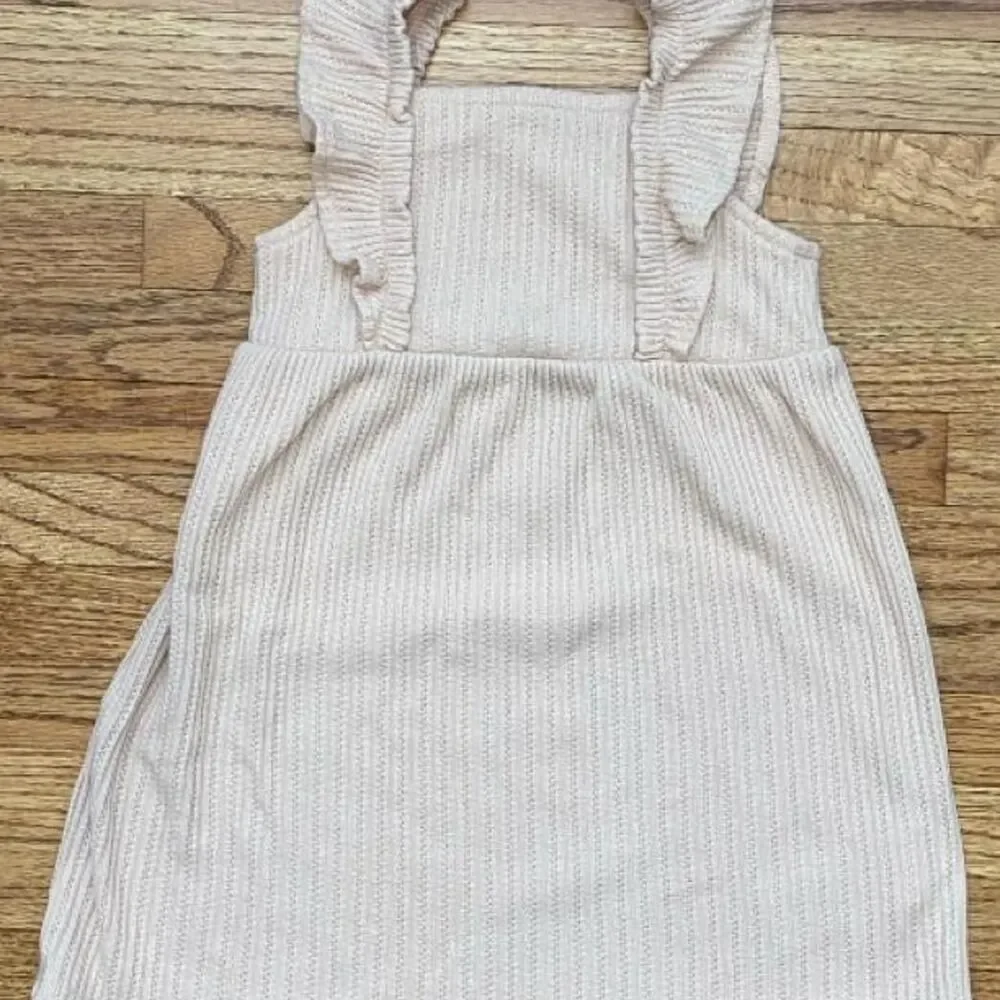 Baby Gap Girls Ribbed Knit Dress 2T Dusty Pink Ruffle Strap Sleeveless